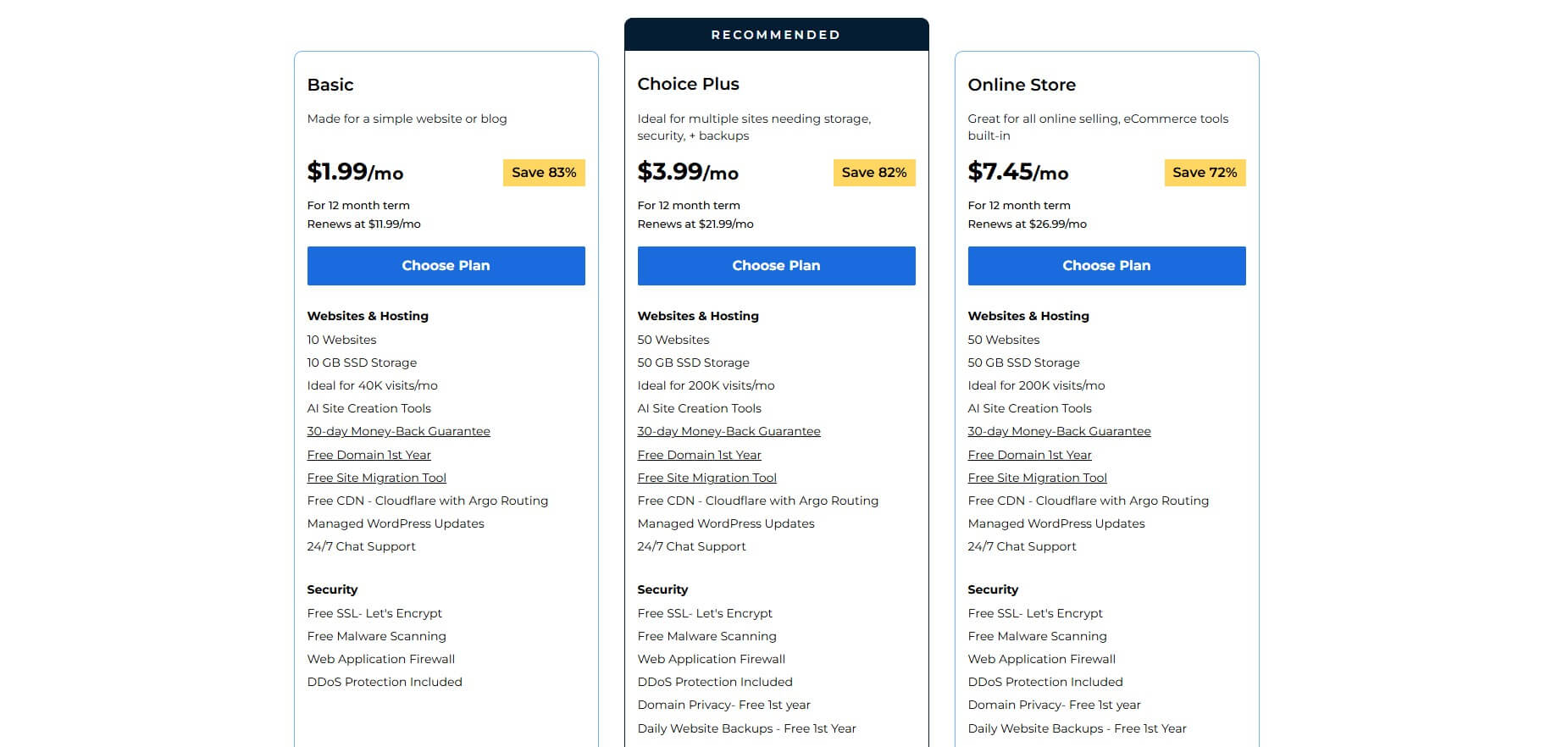 Bluehost Web Hosting Price